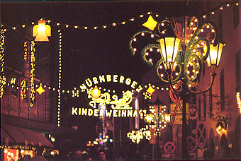 Small amusement park is made everywhere at Christmas market, so children cheer. Nuernberg