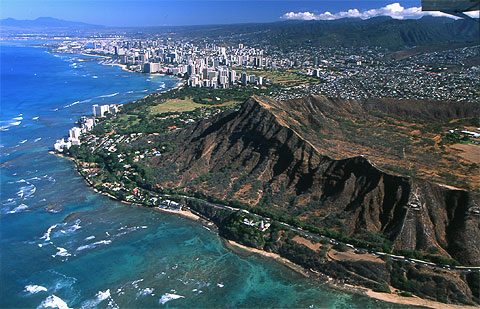 Diamond Head and City of Honolulu. Oahu