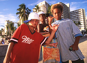 Four Beach Kids at Waikiki Beach