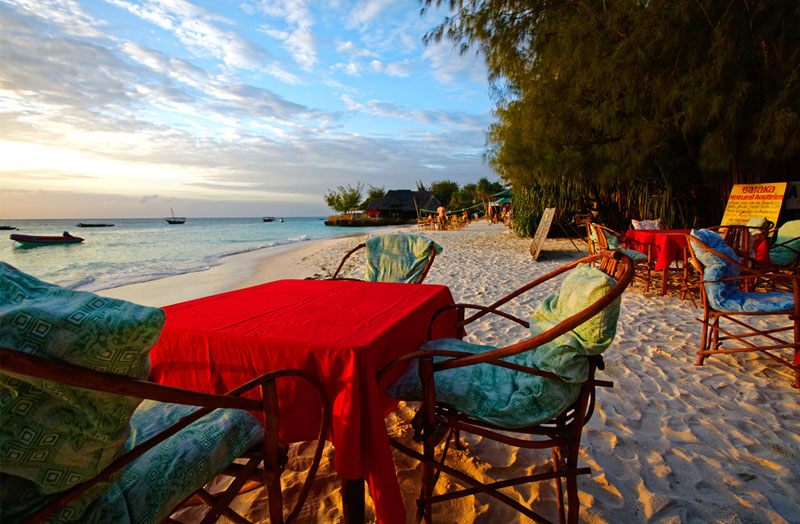 comfortable restaurant on the beach