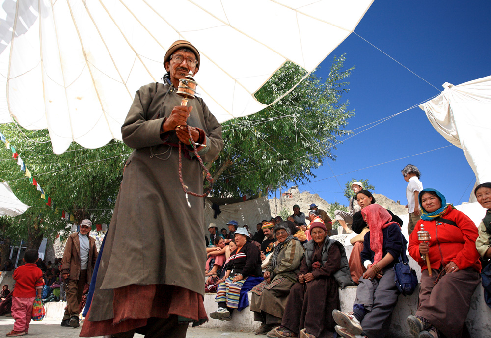 Spinning Hand Prayer Wheel - Jokhang, Leh, Ladakh