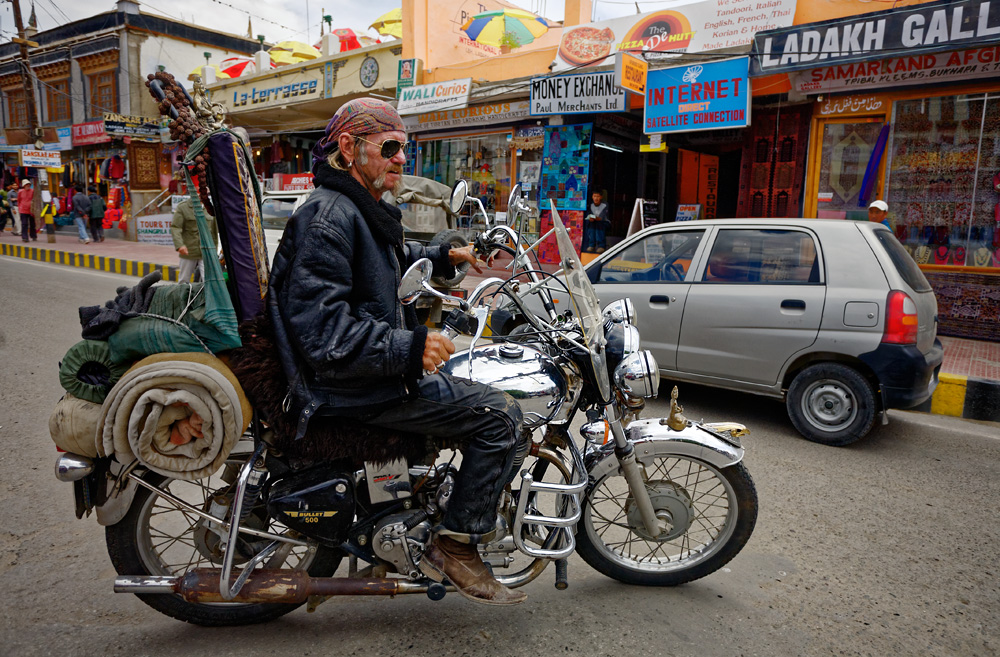 Cool Motorcyclist - Main Bazaar, Leh, Ladakh