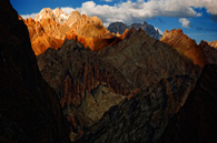 ザンスカール撮影日記　夕陽に輝くハヌパタの山