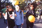 Three close friends enjoying a chat on thr parade