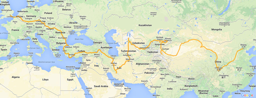 ヨーロッパ・シルクロード陸路横断 22,000kmの旅 地図