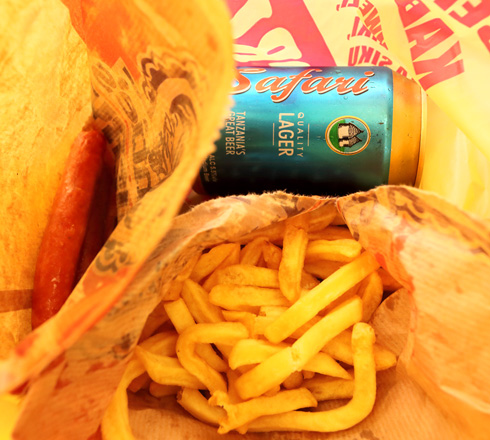 Safari Lager for my frugal lunch on the truck, Arusha, Tanzania